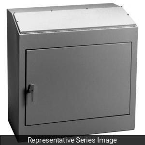 Hammond 1472-48 Type 12 Modular Console Cabinet, Sloped Front, 32"/36" H x 48" W x 20"/24" D, Steel/ANSI 61 Gray.
