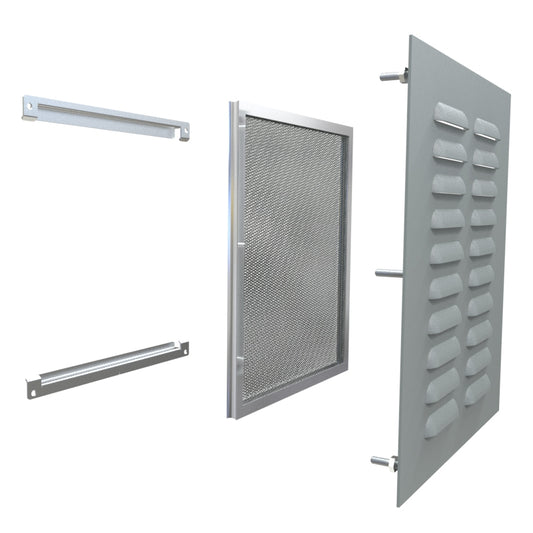 Hammond 1481L3R1110GY Type 3R Louvered Vent Kit, 11.37" x 10.30", Indoor/Outdoor Enclosure Ventilation, Steel/ANSI 61 Gray.