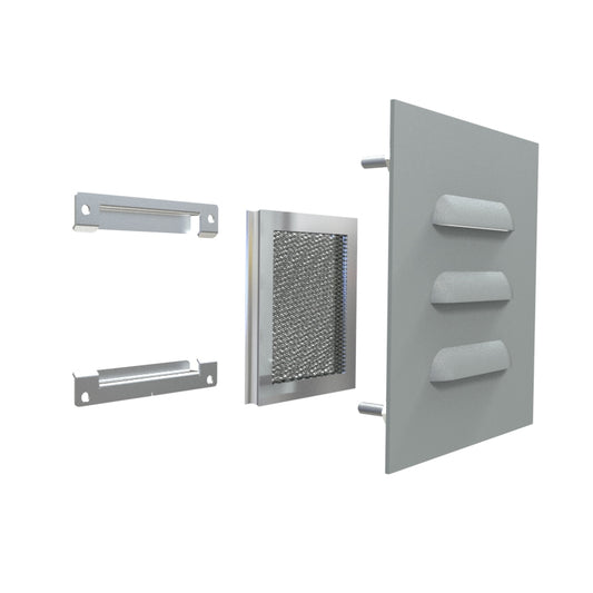 Hammond 1481L3R55GY Type 3R Louvered Vent Kit, 5.56" x 5.30", Indoor/Outdoor Enclosure Ventilation, Steel/ANSI 61 Gray.