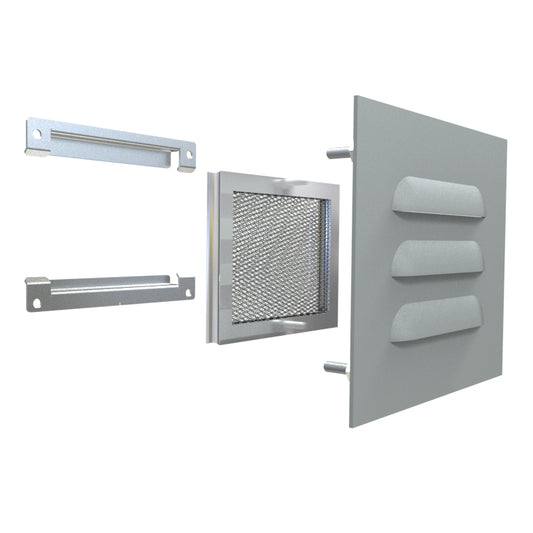 Hammond 1481L3R56GY Type 3R Louvered Vent Kit, 5.30" x 6.30", Indoor/Outdoor Enclosure Ventilation, Steel/ANSI 61 Gray.