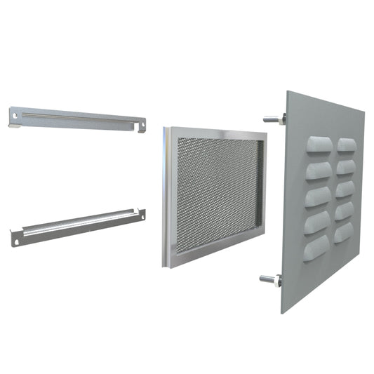 Hammond 1481L3R610GY Type 3R Louvered Vent Kit, 6.62" x 10.30", Indoor/Outdoor Enclosure Ventilation, Steel/ANSI 61 Gray.
