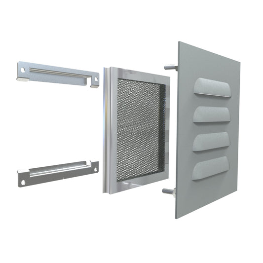 Hammond 1481L3R66GY Type 3R Louvered Vent Kit, 6.40" x 6.30", Indoor/Outdoor Enclosure Ventilation, Steel/ANSI 61 Gray.
