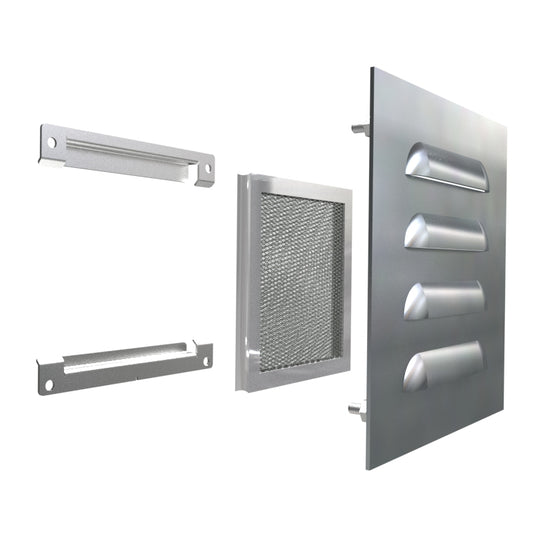 Hammond 1481L3R66SS Type 3R Louvered Vent Kit, 6.40" x 6.30", Indoor/Outdoor Enclosure Ventilation, 304 Stainless Steel.