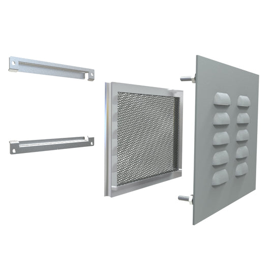 Hammond 1481L3R68GY Type 3R Louvered Vent Kit, 6.40" x 8.30", Indoor/Outdoor Enclosure Ventilation, Steel/ANSI 61 Gray.