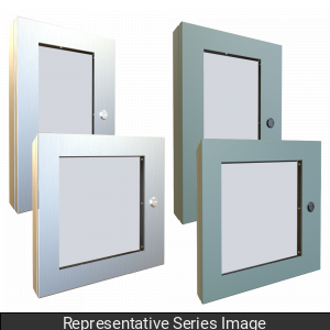 Hammond 1481WDH2024 Deep Hinged Window Kit, 18.19" x 20.14", 14.00" x 14.75" Viewing Area, Polycarbonate Window, Steel/ANSI 61 Gray.