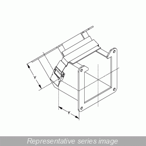 Hammond 1485E4P Type 12 Lay-In Wireway 45° Elbow, Inside Opening for 8" x 8" Wireway, Steel/ANSI 61 Gray.