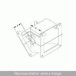 Hammond 1485E4Q Type 12 Lay-In Wireway 45° Elbow, Outside Opening for 8" x 8" Wireway, Steel/ANSI 61 Gray.