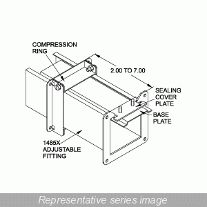 Hammond 1485FX Wireway Adjustable Fitting, 12" x 6", Steel/ANSI 61 Gray.