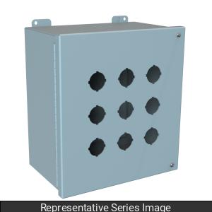 Hammond 1489P20 N12 Hinged Pushbutton Enclosure - 20 PB x 30.5mm - Steel/Gray (15.00" x 11.75" x 6.00")