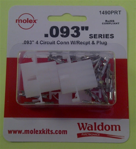 Molex 1490PRT .093" Connector Kit 4 Pole/Circuit, 2 Sets, Pins 18-22AWG
