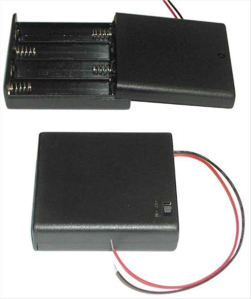 Circuit-Test 150-340ESW 'AA' Battery Holder - 4 Cells, Enclosed Switch with Wire Leads