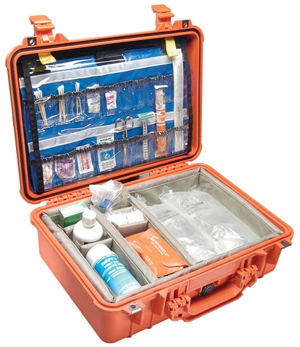 Pelican 1500EMS Protector Case with Multi Layer Lid Organizer, Orange (ID 16.75" x 11.18" x 6.12") Mfr# 1500-005-150
