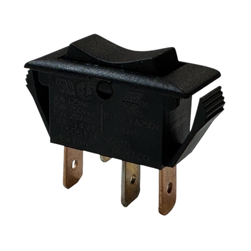 Eaton 1506-11E Rocker Switch SPDT (On)-Off-(On), 10A@125VAC/250VAC/28VDC, Black, QC Terminals