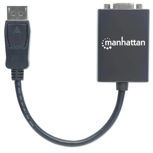 Manhattan 151962 Displayport to VGA Converter Cable, Displayport Male to VGA HD15 Female Adapter, 15cm