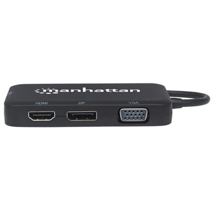 Manhattan 152600 USB Type-C 4-in-1 Audio/Video Converter, USB 3.1 Type-C Male to HDMI, DP, VGA, DVI-I Female, Black