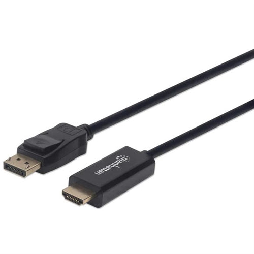 Manhattan 153188 1080P Displayport to HDMI Cable, Displayport Male to HDMI Male Cable, 3 M (10 Ft.), Black