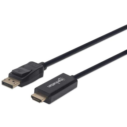 Manhattan 153188 1080P Displayport to HDMI Cable, Displayport Male to HDMI Male Cable, 3 M (10 Ft.), Black