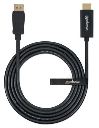 Manhattan 153188 1080P Displayport to HDMI Cable, Displayport Male to HDMI Male Cable, 3 M (10 Ft.), Black