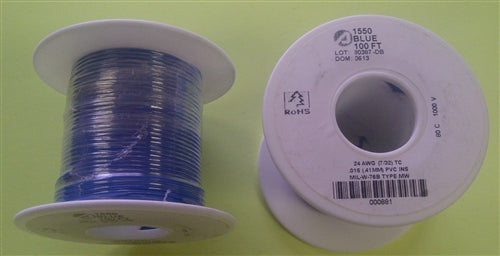 Alpha 24AWG Stranded Blue Hookup Wire 1550-100BLU (100 Feet)