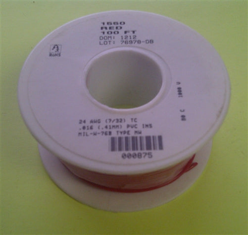 Alpha 24AWG Stranded Red Hookup Wire 1550-100RED (100 Feet)