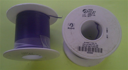Alpha 24AWG Stranded Violet/Purple Hookup Wire 1550-100VIO (100 Feet)