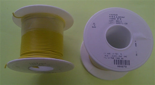 Alpha 24AWG Stranded Yellow Hookup Wire 1550-100YEL (100 Feet)