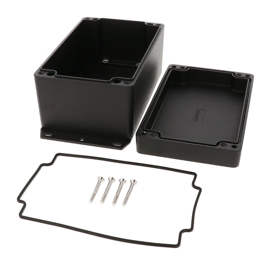 Hammond 1550Z117FBK Black Watertight Flanged Diecast Aluminum Enclosure 7.35" x 3.95" x 3.3"