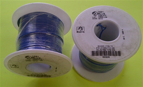 Alpha 22AWG Stranded Blue Hookup Wire 1551-100BLU (100 Feet)