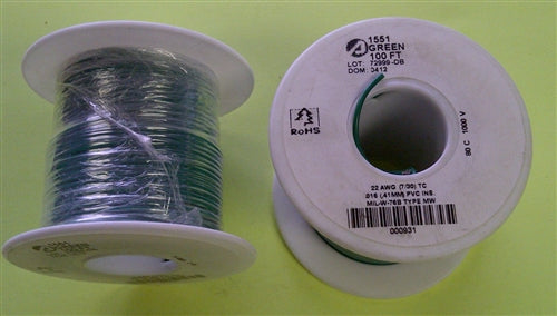 Alpha 22AWG Stranded Green Hookup Wire 1551-100GRN (100 Feet)