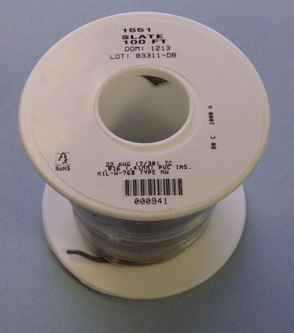 Alpha 22AWG Stranded Gray Hookup Wire 1551-100GRY
