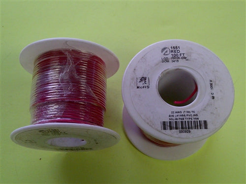 Alpha 22AWG Stranded Red Hookup Wire 1551-100RED (100 Feet)