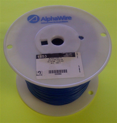 Alpha 20AWG Stranded Blue Hookup Wire 1553-1000BLU (1000 Feet)