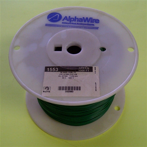 Alpha 20AWG Stranded Green Hookup Wire 1553-1000GRN (1000 Feet)