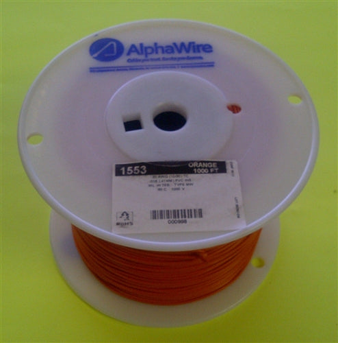 Alpha 20AWG Stranded Orange Hookup Wire 1553-1000ORG (1000 Feet)