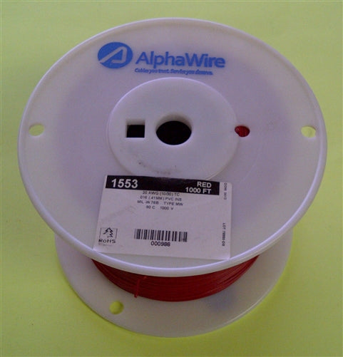 Alpha 20AWG Stranded Red Hookup Wire 1553-1000RED (1000 Feet)