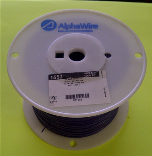 Alpha 20AWG Stranded Violet/Purple Hookup Wire 1553-1000VIO (1000 Feet)