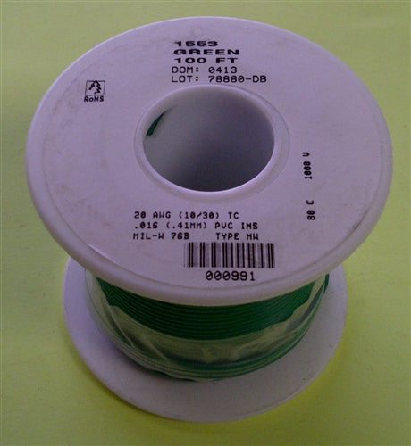 Alpha 20AWG Stranded Green Hookup Wire 1553-100GRN (100 Feet)