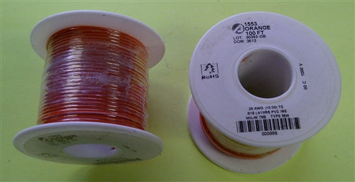 Alpha 20AWG Stranded Orange Hookup Wire 1553-100ORG (100 Feet)