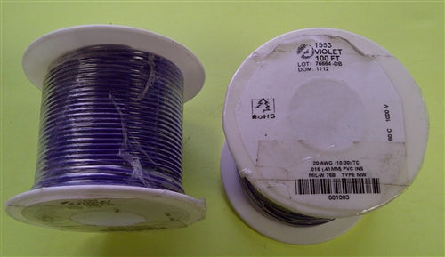 Alpha 20AWG Stranded Violet/Purple Hookup Wire 1553-100VIO (100 Feet)