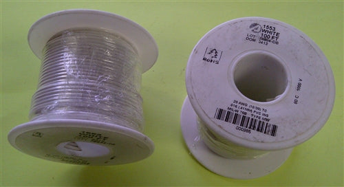 Alpha 20AWG Stranded White Hookup Wire 1553-100WHT (100 Feet)