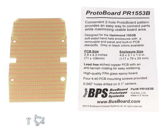 Hammond 1553BPCB 1553 Series Protoboard Printed Circuit Board, FR4 Glass Epoxy, For 1553 Enclosures.