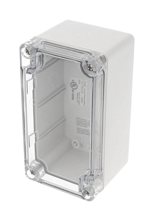 Hammond 1554D2GYCL 1554 Series Type 4X/6P Watertight Enclosure, Screw Cover, Flat Lid, 120 x 65 x 61 mm, Polycarbonate/Clear Lid.