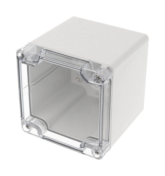 Hammond 1554EE2GYCL 1554 Series Type 4X/6P Watertight Enclosure, Screw Cover, Flat Lid, 90 x 90 x 91 mm, Polycarbonate/Clear Lid.