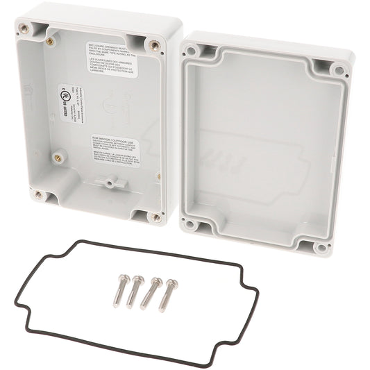 Hammond 1554FL2GY 1554 Series Type 4X/6P Watertight Enclosure, Screw Cover, Flat Lid, 120 x 90 x 45 mm, Polycarbonate/Gray Lid.