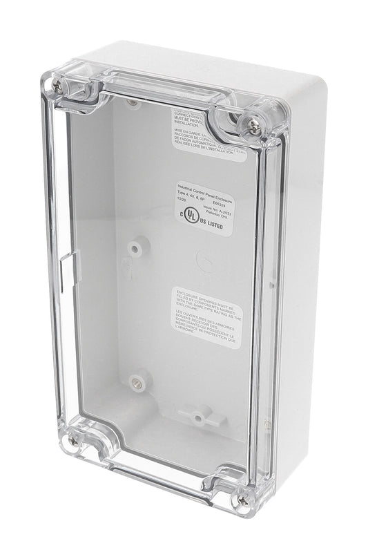 Hammond 1554JL2GYCL 1554 Series Type 4X/6P Watertight Enclosure, Screw Cover, Flat Lid, 160 x 90 x 46 mm, Polycarbonate/Clear Lid.