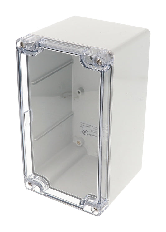 Hammond 1554K2GYCL 1554 Series Type 4X/6P Watertight Enclosure, Screw Cover, Flat Lid, 160 x 90 x 91 mm, Polycarbonate/Clear Lid.