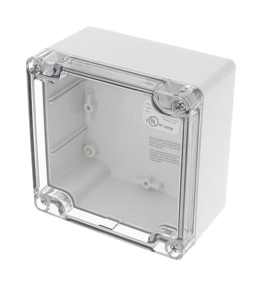 Hammond 1554L2GYCL 1554 Series Type 4X/6P Watertight Enclosure, Screw Cover, Flat Lid, 105 x 105 x 60 mm, Polycarbonate/Clear Lid.