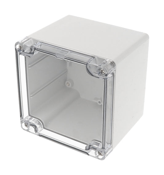 Hammond 1554LA2GYCL 1554 Series Type 4X/6P Watertight Enclosure, Screw Cover, Flat Lid, 105 x 105 x 90 mm, Polycarbonate/Clear Lid.