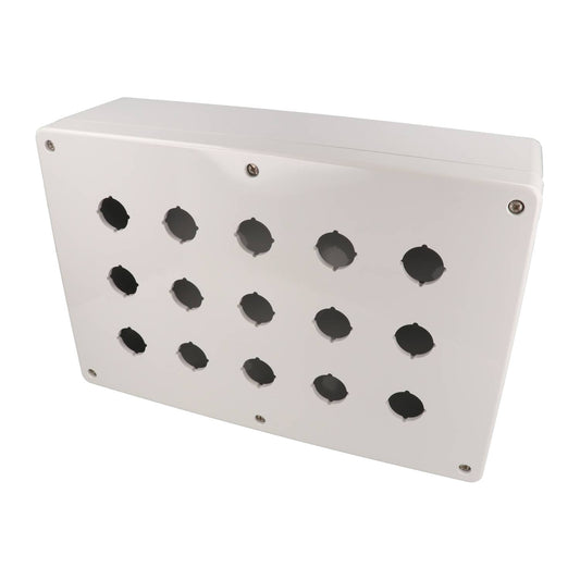 Hammond 1554MPB15 4x Polycarbonate Pushbutton Enclosure, 15 Hole 22.5mm, 11.81" x 7.87" x 3.54"