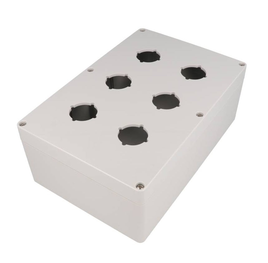 Hammond 1554MPB6A 4x Polycarbonate Pushbutton Enclosure, 6 Hole 22.5mm, 9.45" x 6.3" x 3.54"